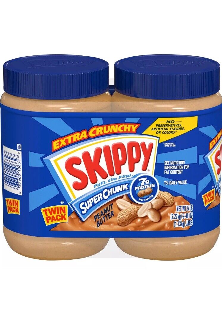 SKIPPY Peanut Butter, Super Chunky, 40 Ounce Twin Pack