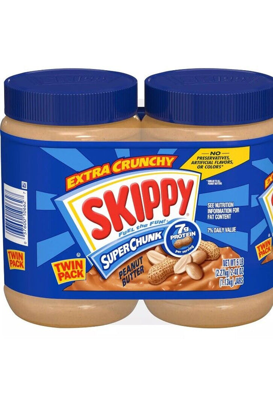 SKIPPY Peanut Butter, Super Chunky, 40 Ounce Twin Pack