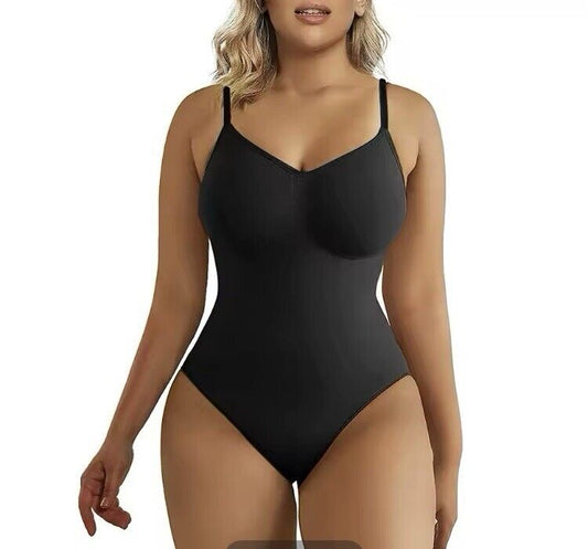 SHAPERX Bodysuit Size S/M Tummy Control/Shapewear/Seamless Sculpting Thong Black