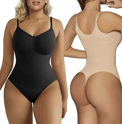 SHAPERX Bodysuit Size S/M Tummy Control/Shapewear/Seamless Sculpting Thong Black