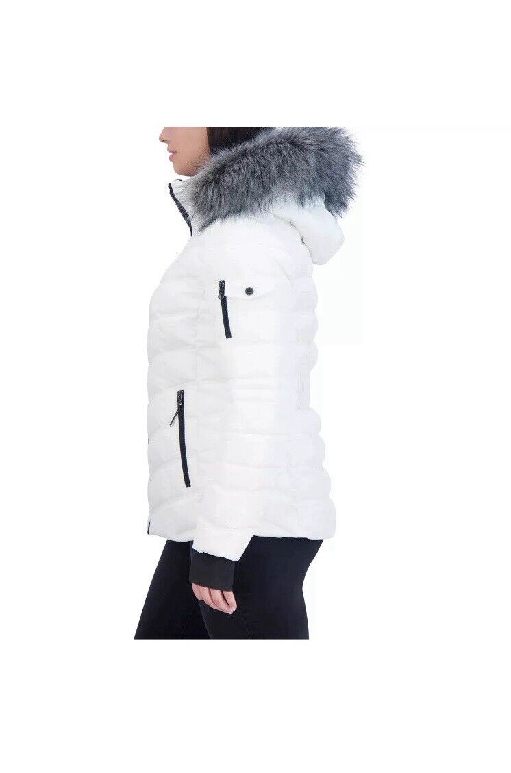 Nautica Puffer Removable Faux Fur Hood, Colors White & Black Various Size Choose