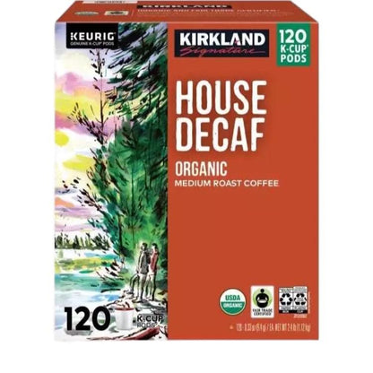 Kirkland Signature Organic Decaf K-Cup Pod Coffee, 120-count - Medium Roast with Smooth and Balanced Flavor - Beverage nescafe gold swiss Portable Wardrobe energy