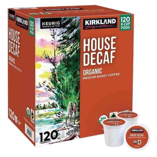 Kirkland Signature Organic Decaf K-Cup Pod Coffee, 120-count - Medium Roast with Smooth and Balanced Flavor - Beverage nescafe gold swiss Portable Wardrobe energy