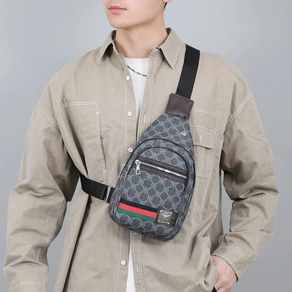 Men's Multifunction Messenger Bag Shoulder Cloth Chest Bags Crossbody Casual Handbag with Earphone Hole