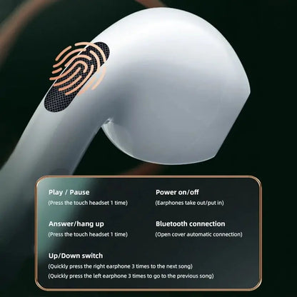 Air Pro 6 TWS Wireless Bluetooth Earphones Touch Control Earbuds With Microphone Hifi Sound Sport Earbuds Music Headset