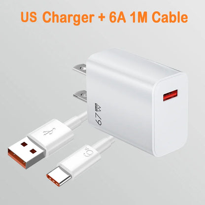 67W USB Charger Quick Charge Fast Charging Charger 6A Type C Cable For Xiaomi 13 12 Pro Redmi Universal Standard Charger Adapter