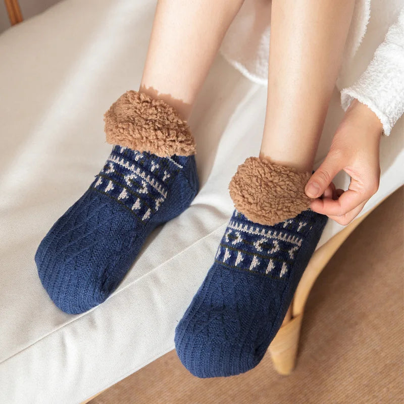 Thermal Mens Fluffy Slipper Socks Winter Warm Women Short Cotton Thickened Home Sleeping Soft Non Slip Grip Fuzzy Floor Socks