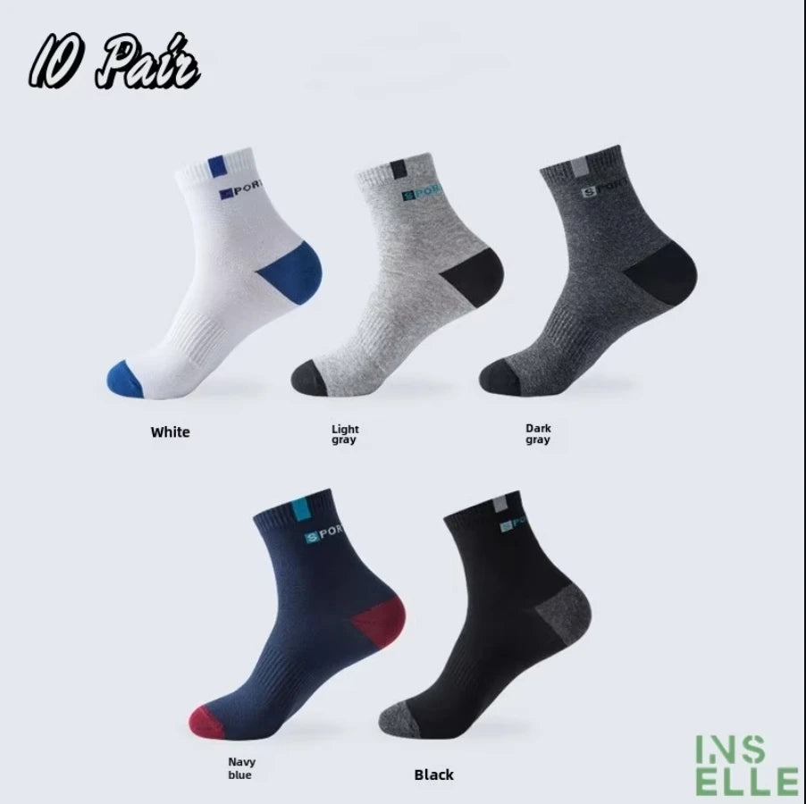 10pairs Men's Fashion Cotton Breathable Comfortable Ankle Socks, Men's Summer Socks