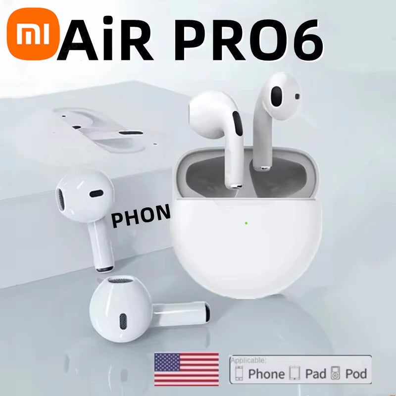 Air Pro 6 TWS Wireless Bluetooth Earphones Touch Control Earbuds With Microphone Hifi Sound Sport Earbuds Music Headset