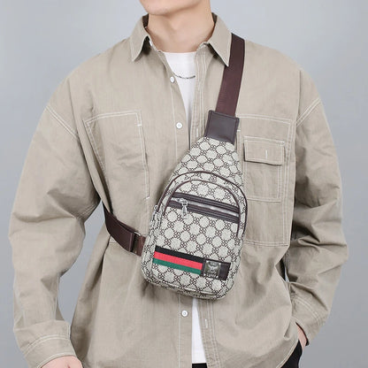 Men's Multifunction Messenger Bag Shoulder Cloth Chest Bags Crossbody Casual Handbag with Earphone Hole