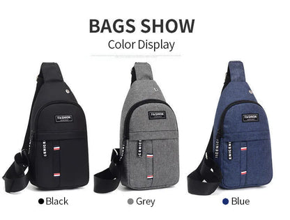 Men's Chest Bags Casual Waist Bags Small Short Trip Travel Carry Bags Men's Waterproof Shoulder Crossbody Bags Nylon Handbags