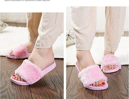 Womens Fuzzy Slides Open Toe Furry Slide Slippers Indoor Outdoor Slides Sandals Casual Flat Fluffy House Slippers Size 36-37 Footwear pammy boston chunky fall clogs classic clog leopard print uggs lowmel