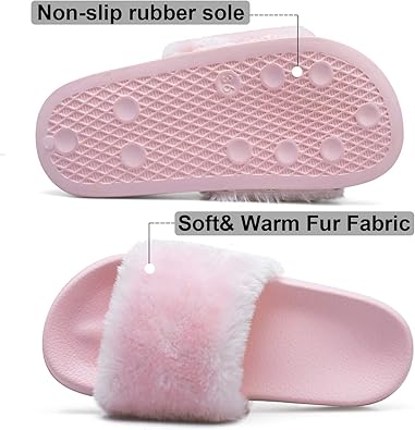 Womens Fuzzy Slides Open Toe Furry Slide Slippers Indoor Outdoor Slides Sandals Casual Flat Fluffy House Slippers Size 36-37 Footwear pammy boston chunky fall clogs classic clog leopard print uggs lowmel